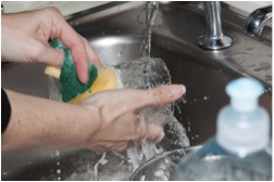 virgin washing dishes